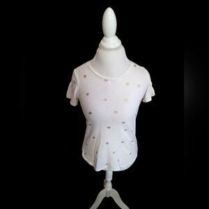💛 Old Navy Cream  Tee with Gold Polka Dots Sz Xs
